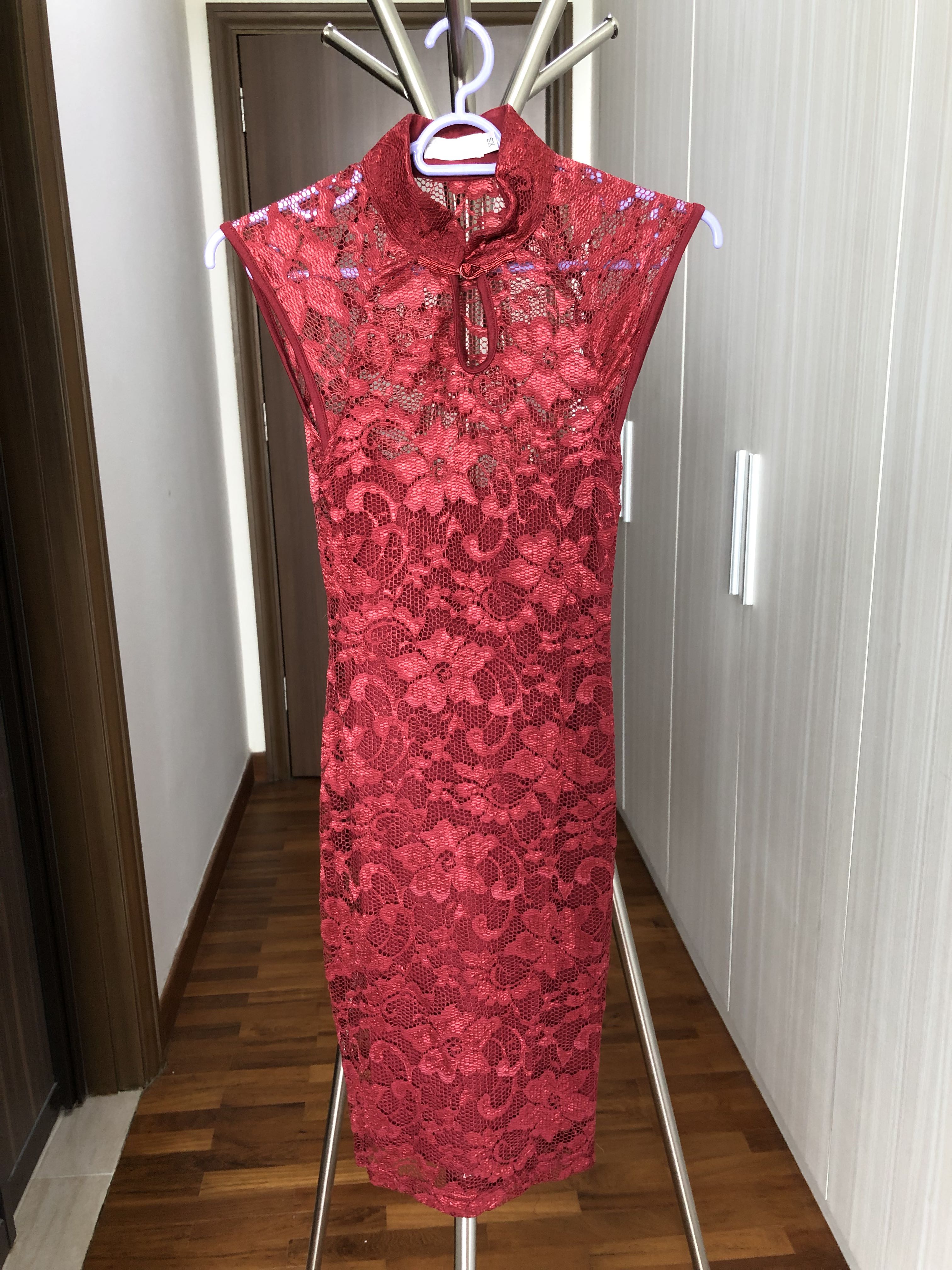 Love Bonito Red Lace Cheongsam XS