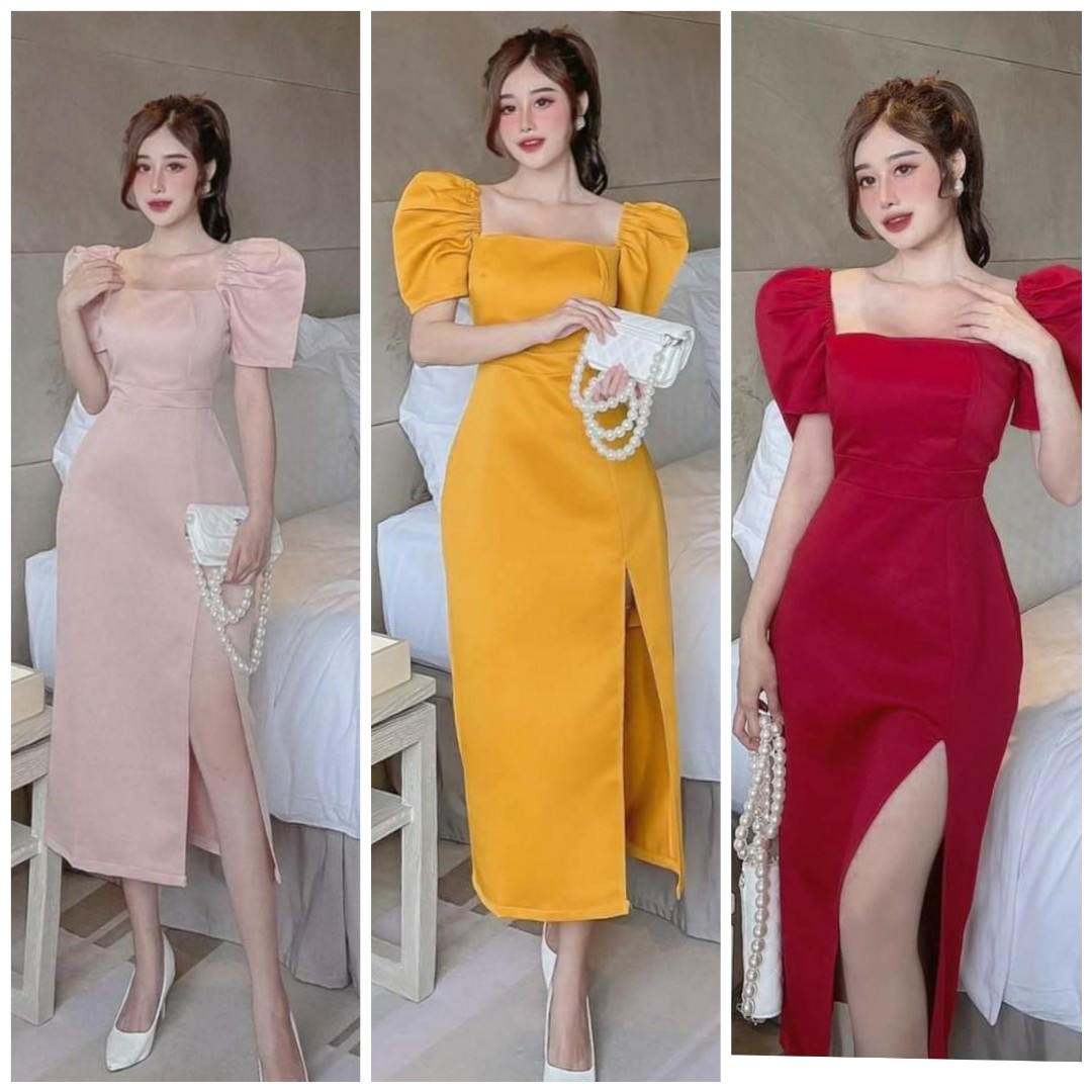 Modern Filipiniana Puff Sleeve Formal Dress, Women's Fashion, Dresses