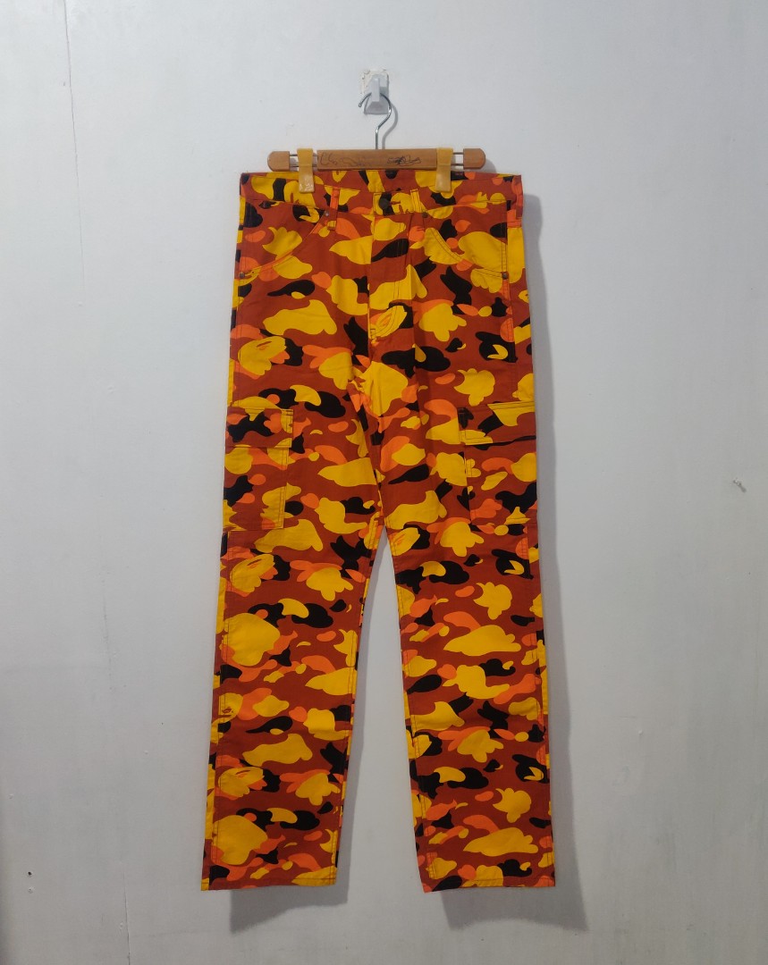 OG Bape Orange Camo Cargo Pants Men s Fashion Bottoms Chinos on