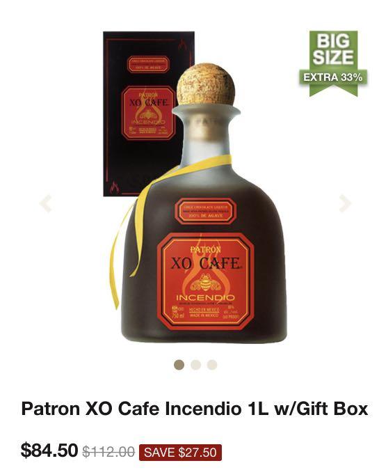 Patron Cafe XO Incendio 1L, Food & Drinks, Alcoholic Beverages on Carousell