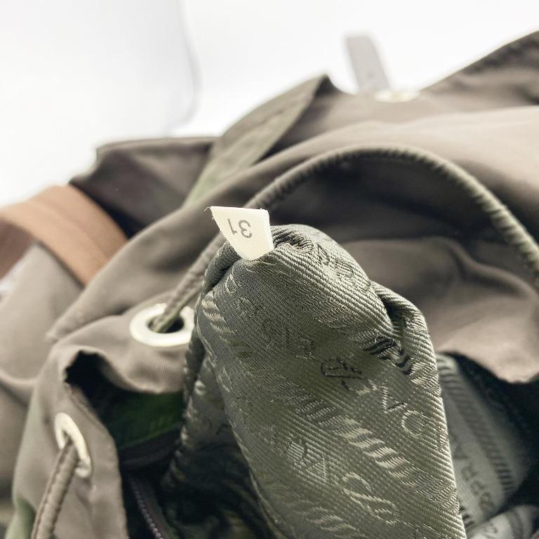 Prada Army Green Nylon Backpack, Women's Fashion, Bags & Wallets