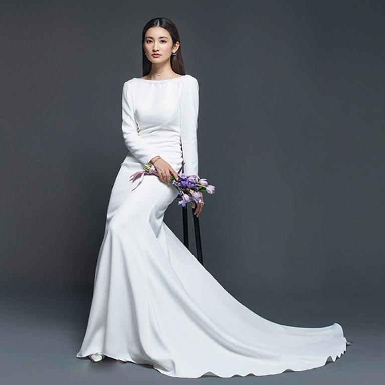 White long sleeve mermaid dress store