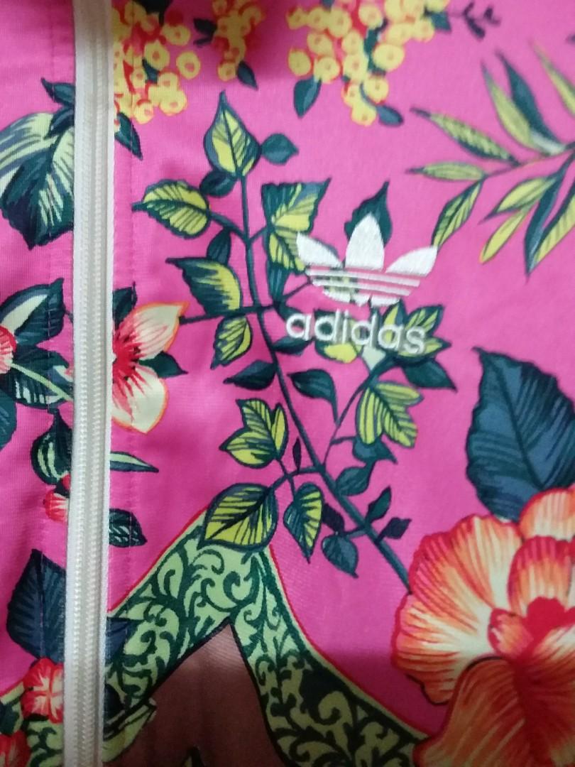 SPECIAL PRICE 1 of 3 Preloved Adidas Stunning Pink Floral Sweater Jacket Women s Fashion Coats Jackets and Outerwear on Carousell