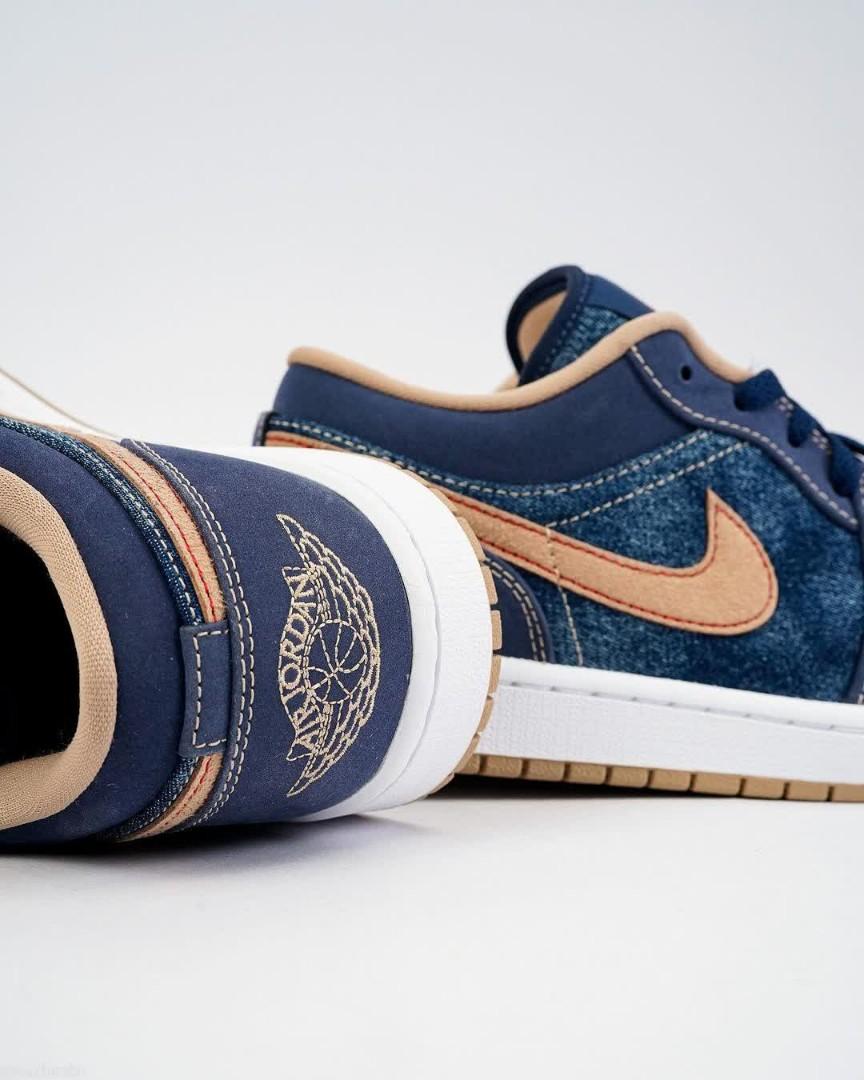 RARE STOCK NIKE AIR JORDAN 1 LOW SE DENIM, Fesyen Pria, Sepatu , Sneakers  di Carousell