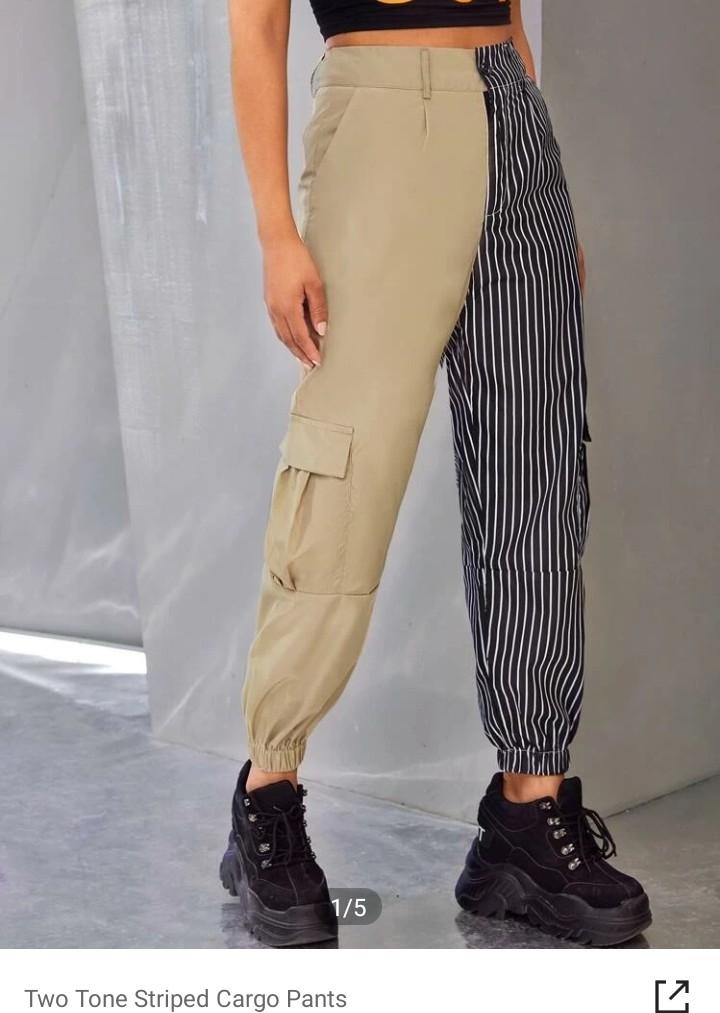 Pull On Cargo Trouser in Scuba Fabric with Contrast Zipper Detail