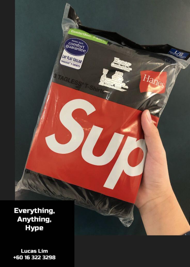 Supreme X Hanes Collab Box Logo Tee Men s Fashion Tops Sets