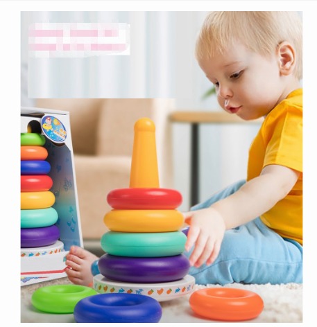 Toddler Stacking Building Rings Musical Tower 7 Colors & Shapes (26cm x ...