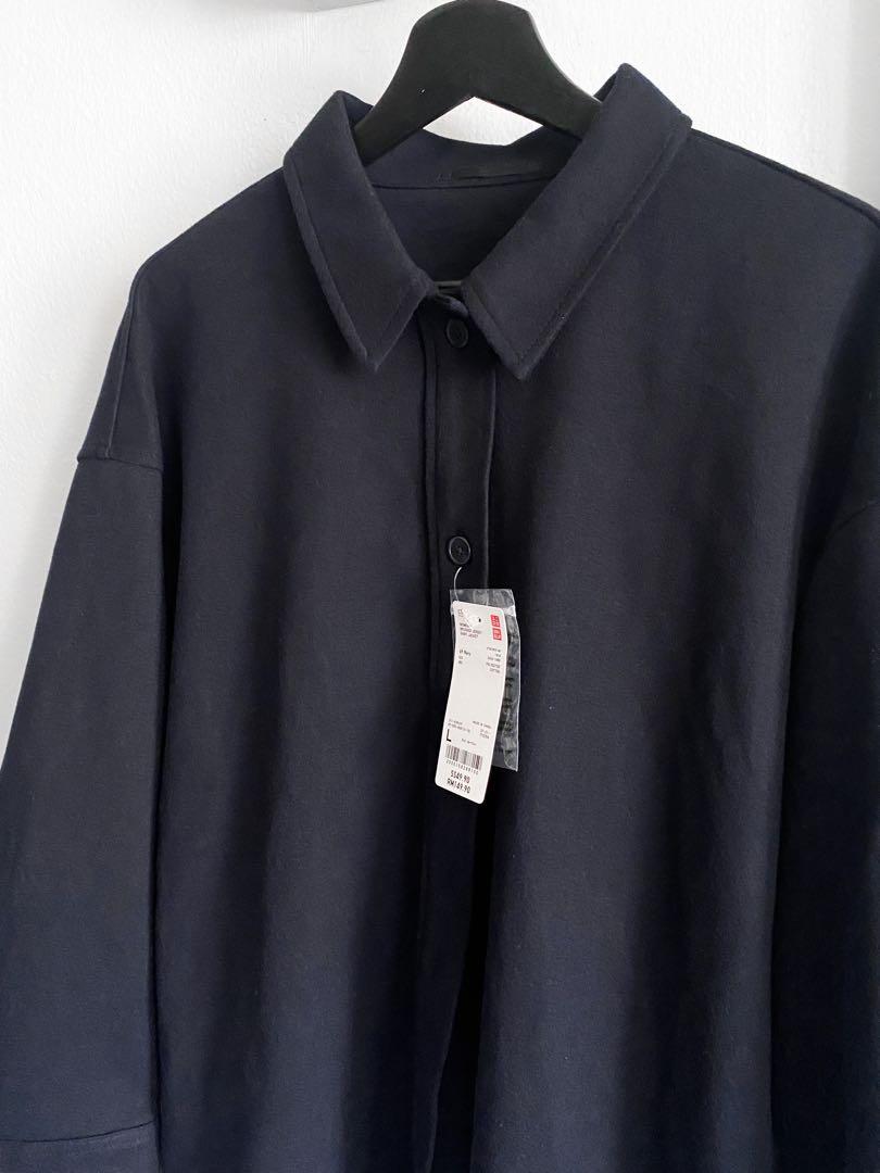 UNIQLO Navy Brushed Jersey Shirt Jacket 