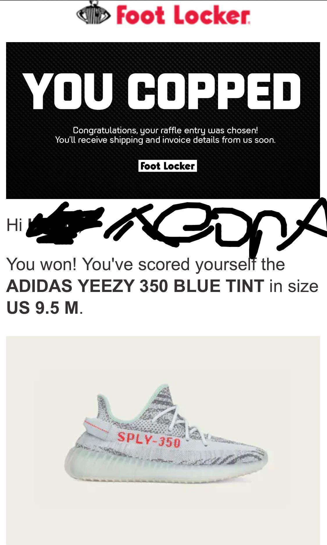 Footlocker yeezy blue best sale tint