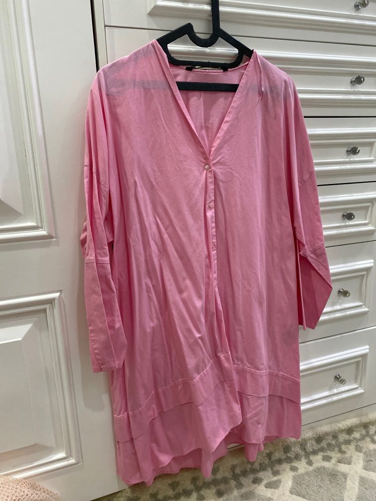 Zara pink dress, Fesyen Wanita, Pakaian 