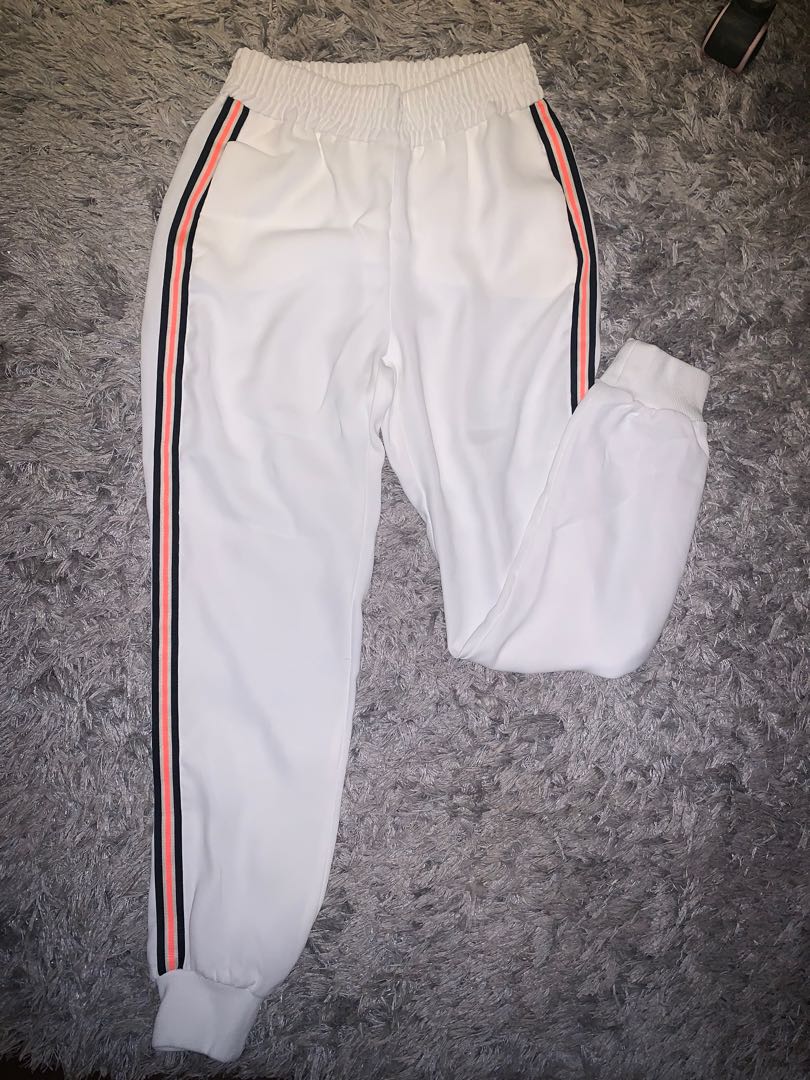 Zara White Joggers, Women's Fashion 