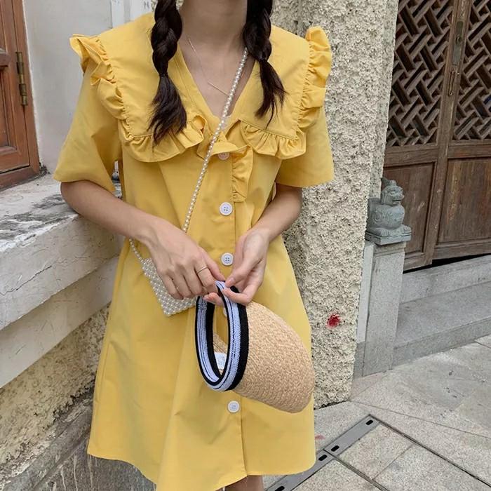 2XL mustard doll dress (Category: Dresses) located in Butuan. Submitted by jangy77 (Listing ID 1134217464, Image 2). Description: Mustard yellow doll collar dress. Like new. 2XL Bust 44 Waist Length Mine 250 🚫 no joy miner / reserver please ☑ All sales are final. No return no exchange. Flaws are mentioned and these are thrifted items. Manage your expectations. ☑ Wash before wearing ☑ Measured flat laid. We recommend you measure your clothes the 