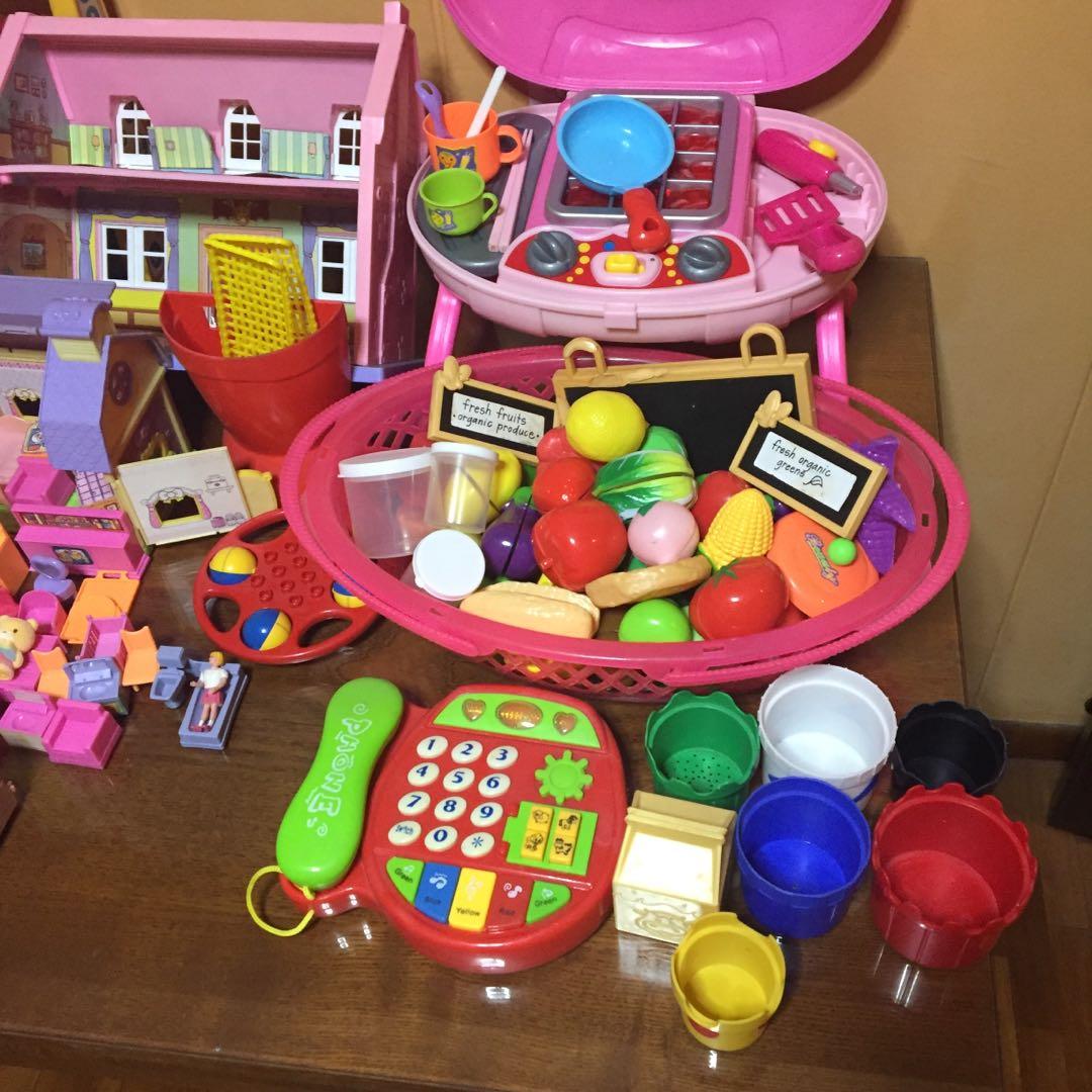 Assorted Children Kids Toys Barbie Car Cooking Used Storage Box