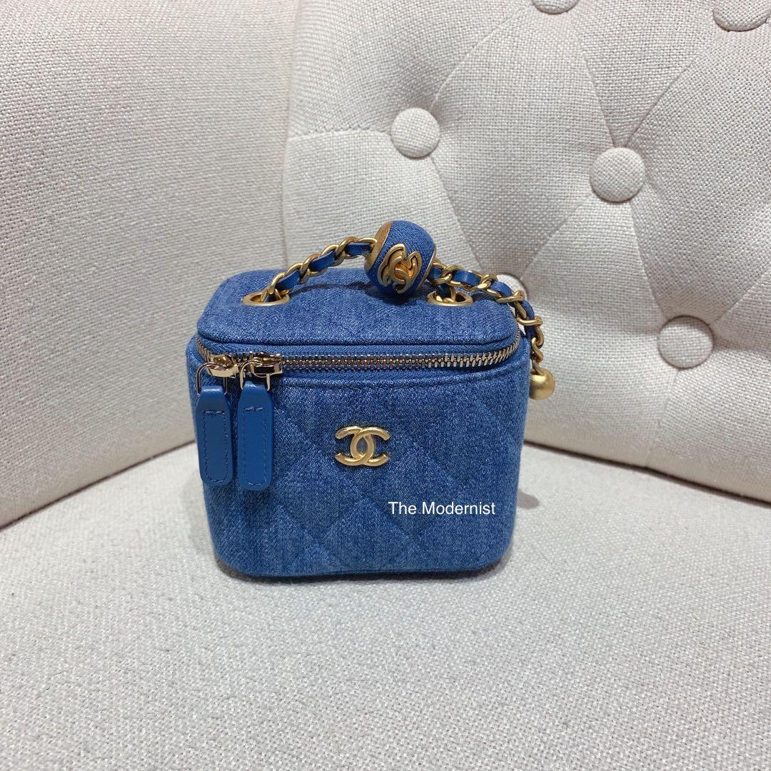 Chanel Mini Vanity Pearl Crush Lambskin 22S Blue / Ghw