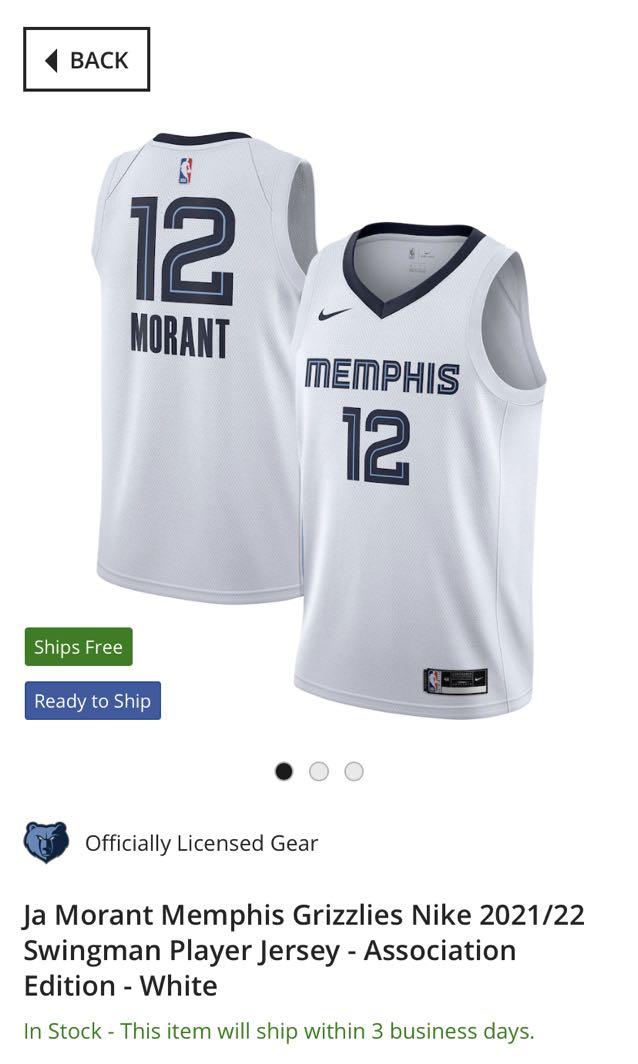 Memphis Grizzlies Nike Association Edition Swingman Jersey 22/23 - White - Ja  Morant - Unisex