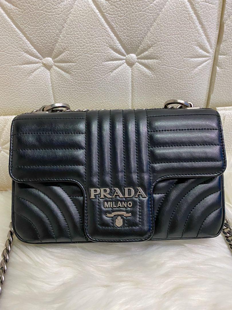 AUTHENTIC Prada Diagramme Soft Calf Impun Chain Bag, Luxury, Bags ...