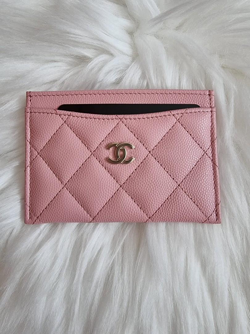 NIB 100%AUTH Chanel Pink Caviar Leather Classic Snap Closure Card/Coin  Holder