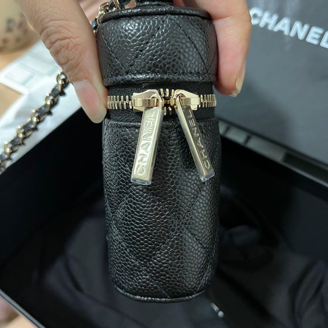 Chanel // Black Caviar Leather 22C Rectangle Quilted Mini Vanity