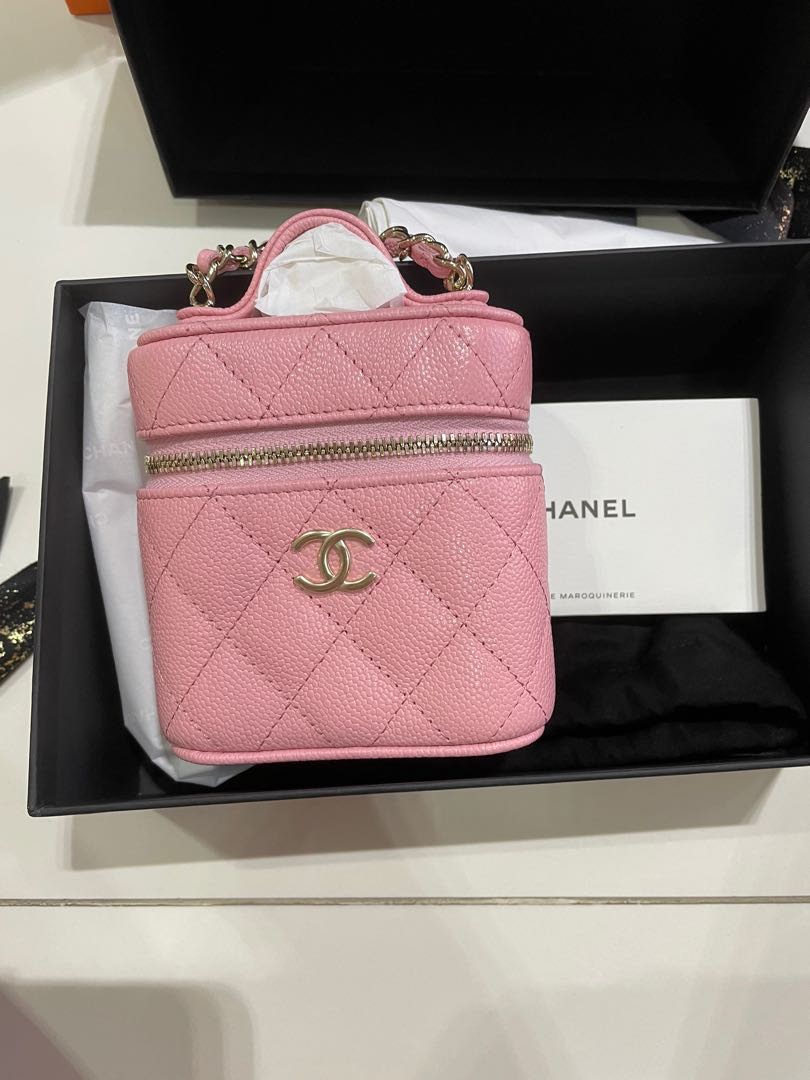 Chanel small vanity with chain bag caviar pink Sakura 22C, Women's