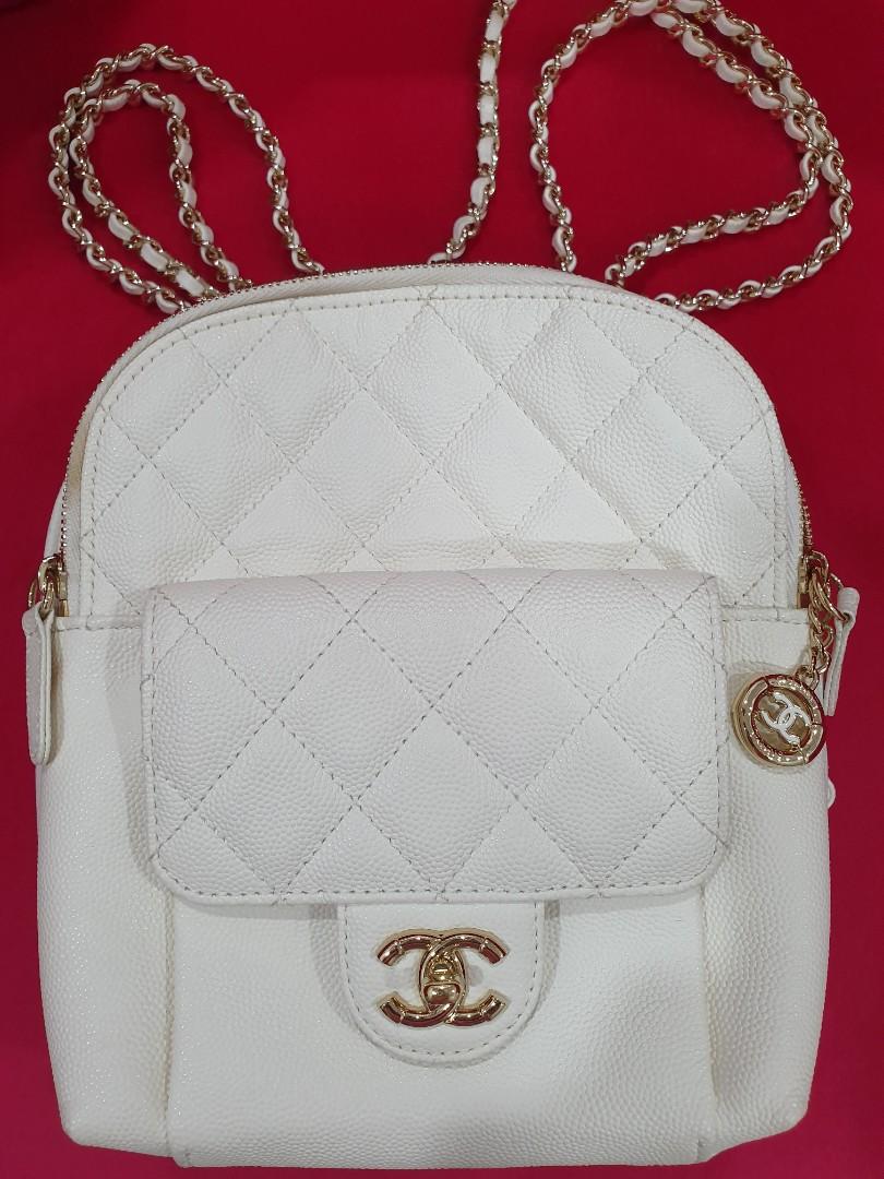chanel white backpack