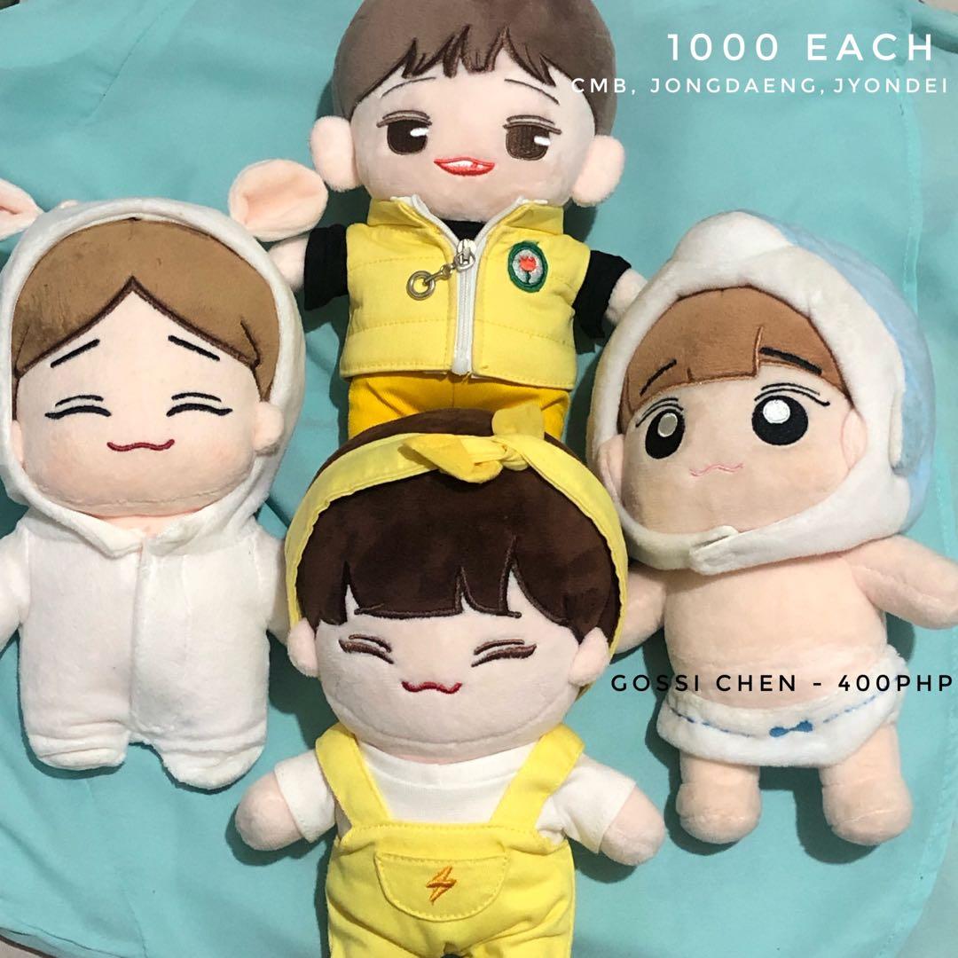 Chen / jongdae dolls 20 cm (Category: Plushies & Soft Toys) located in Batangas. Submitted by rcgonzales (Listing ID 1134273969, Image 1). Description: See pic for indiv prices.