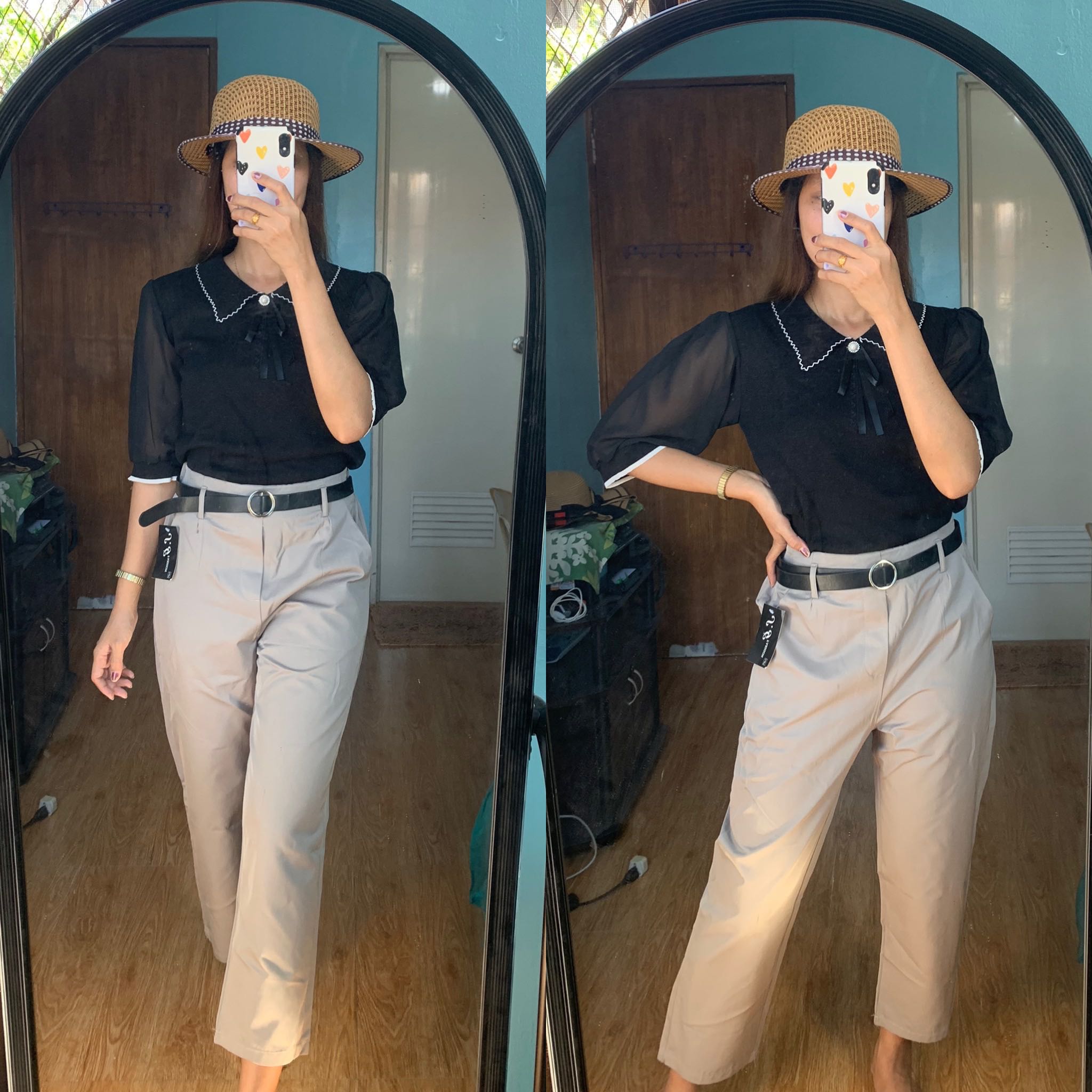 Trouser with belt cheap