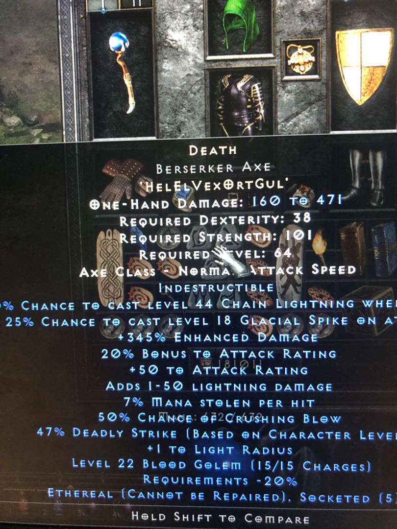 Eth Death berserker axe d2r Diablo 2 resurrected, Video Gaming, Video