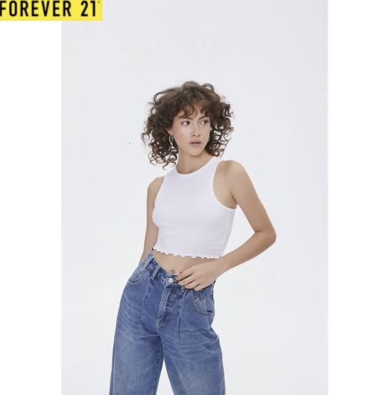Forever 21 White Tank top, Women's 