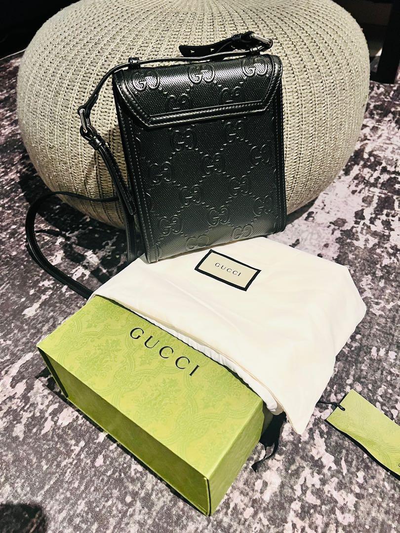 Gucci embossed messenger bag, Men's Fashion, Bags, Sling Bags on Carousell