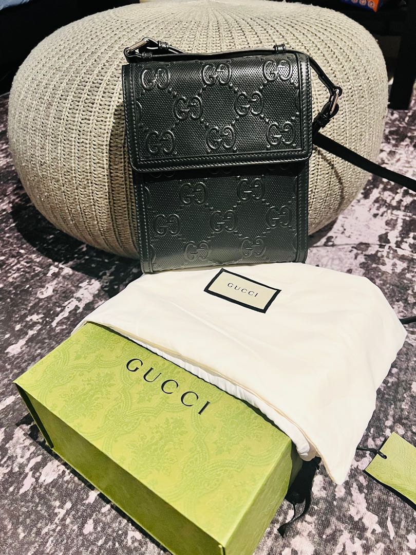 Gucci embossed messenger bag, Men's Fashion, Bags, Sling Bags on Carousell