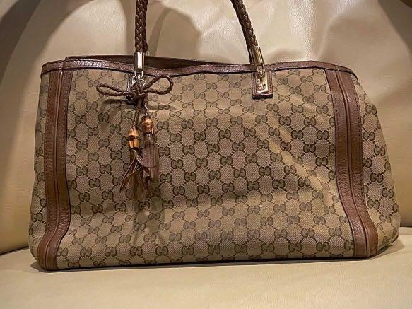 Leather Gucci Tote Bag Gucci Leather Gucci Monogram Tote Bag Gucci Monogram  GG Canvas And