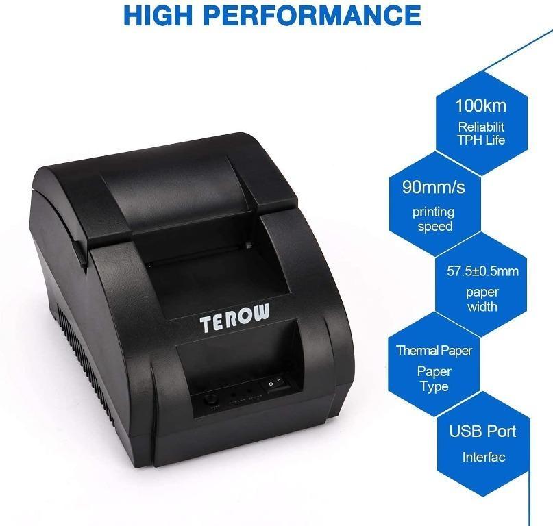 H1961 USB Thermal Receipt Printer 58mm TEROW Mini Portable Label ...