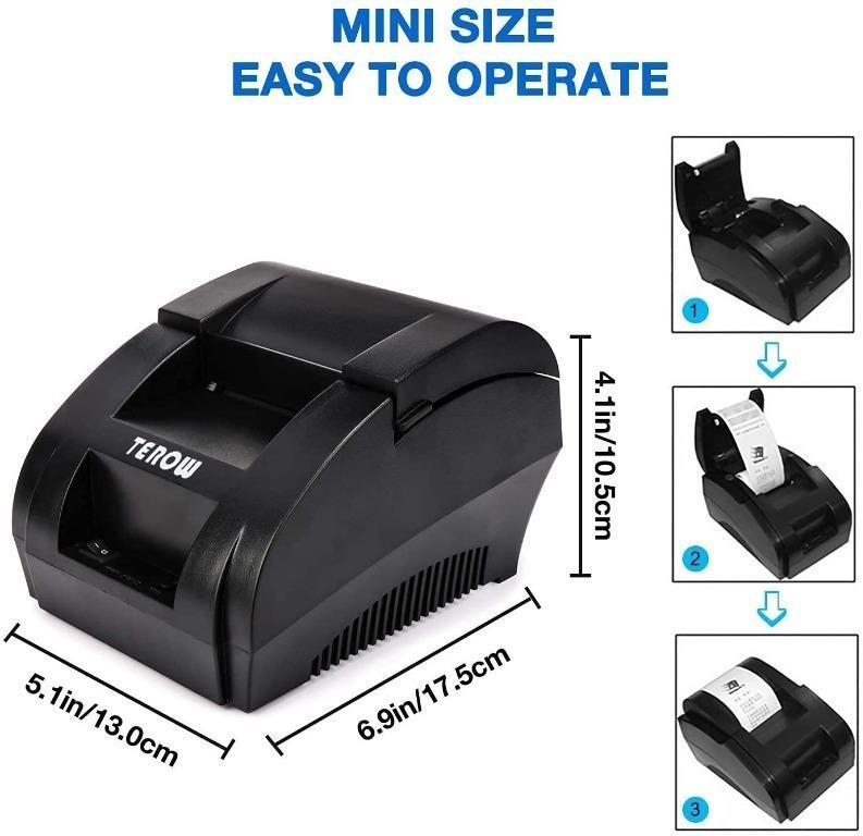 H1961 USB Thermal Receipt Printer 58mm TEROW Mini Portable Label