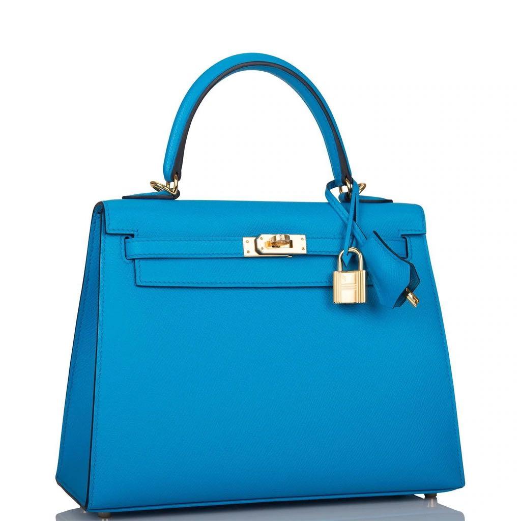 Hermes Kelly28 Blue Zanzibar Epsom Sellier Ghw A