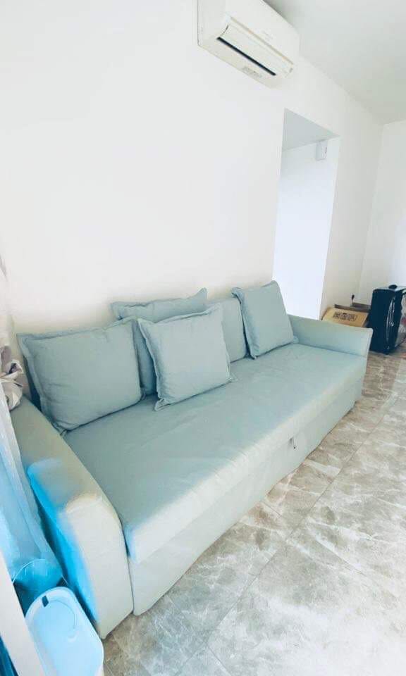 HOLMSUND Three seat sofa bed Orrsta light blue Furniture Home