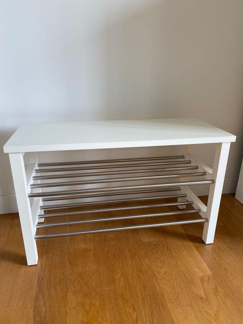 Ikea Bench & Shoe Rack White Tsujig, Furniture & Home Living