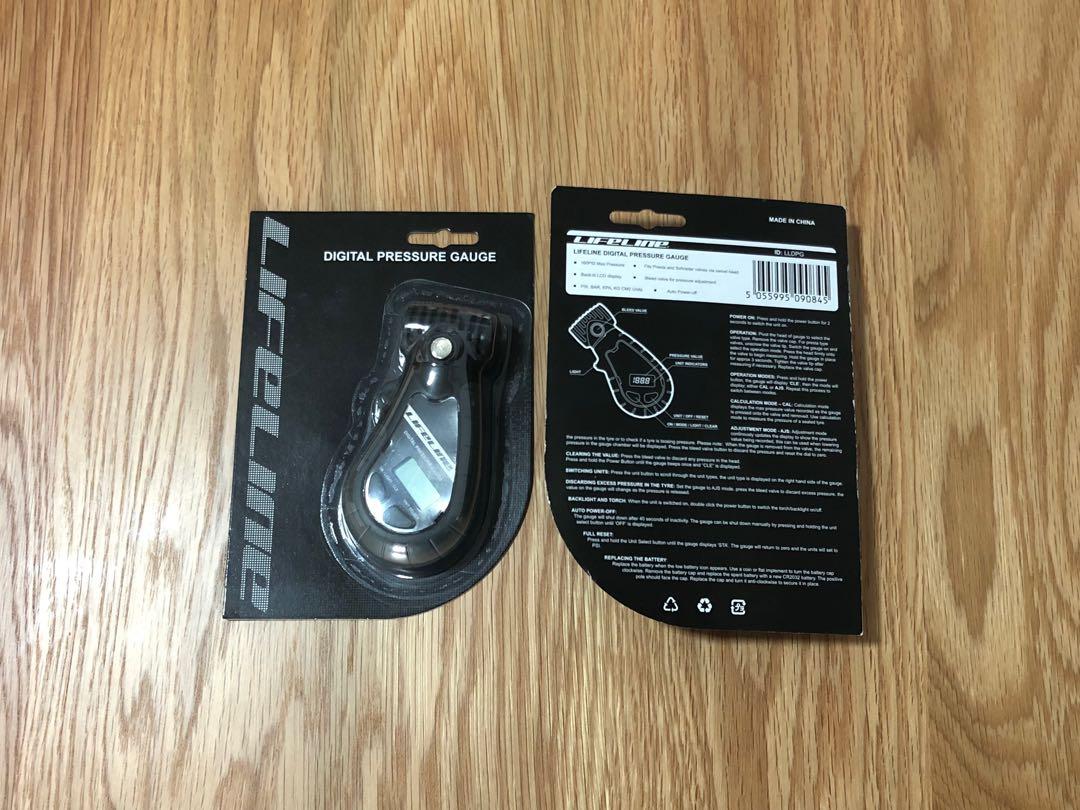 LifeLine Digital Bike Pressure Gauge Bicycle Tire / Fork / Suspension Gauge, Sports Equipment
