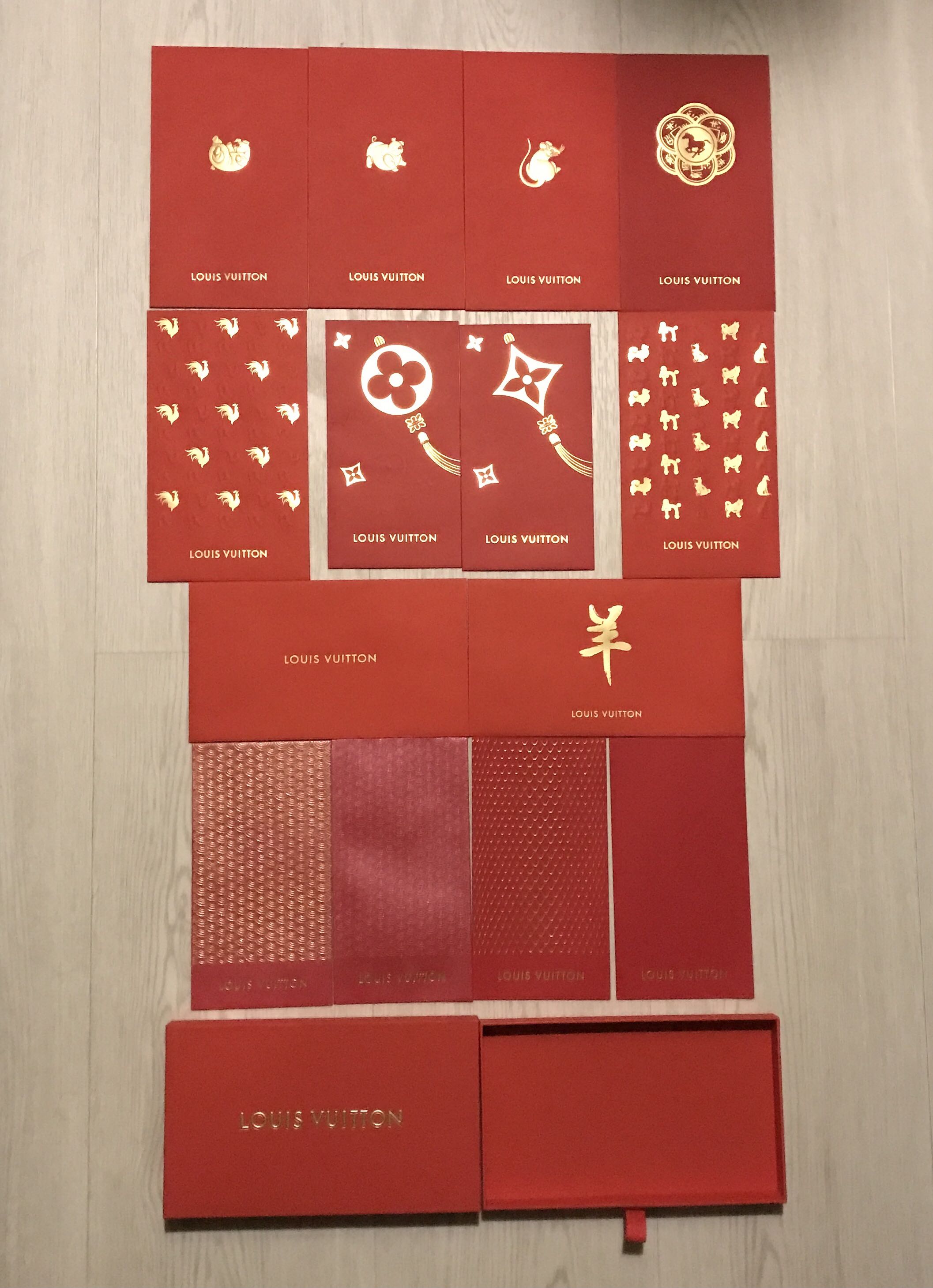 12 Pack Authentic LOUIS VUITTON Red VIP Chinese New Year Money Envelopes  BOXED