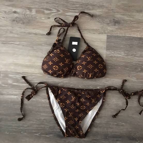 Pre-owned Louis Vuitton Two-piece Swimsuit In Brown