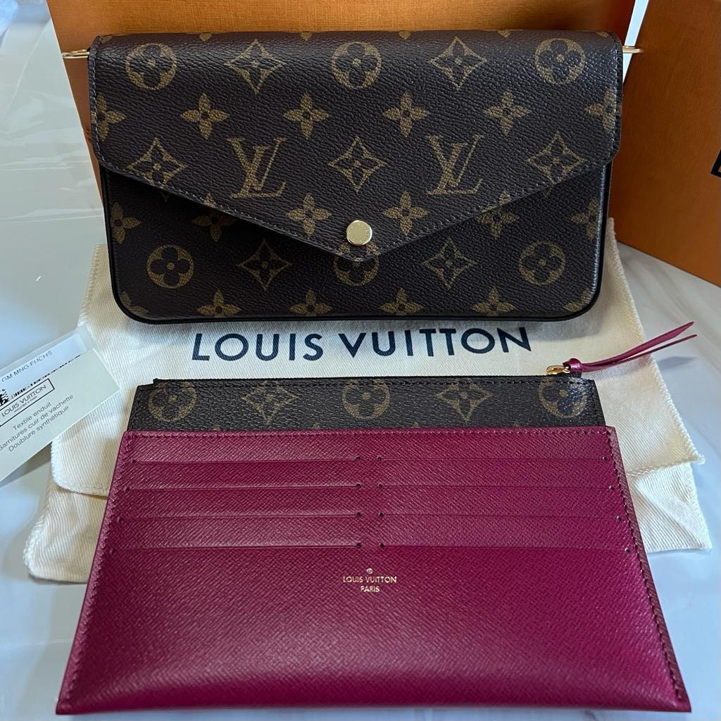 Louis Vuitton Damier Azur Calfskin Pochette Felicie GM Eau de Rose Chain Bag