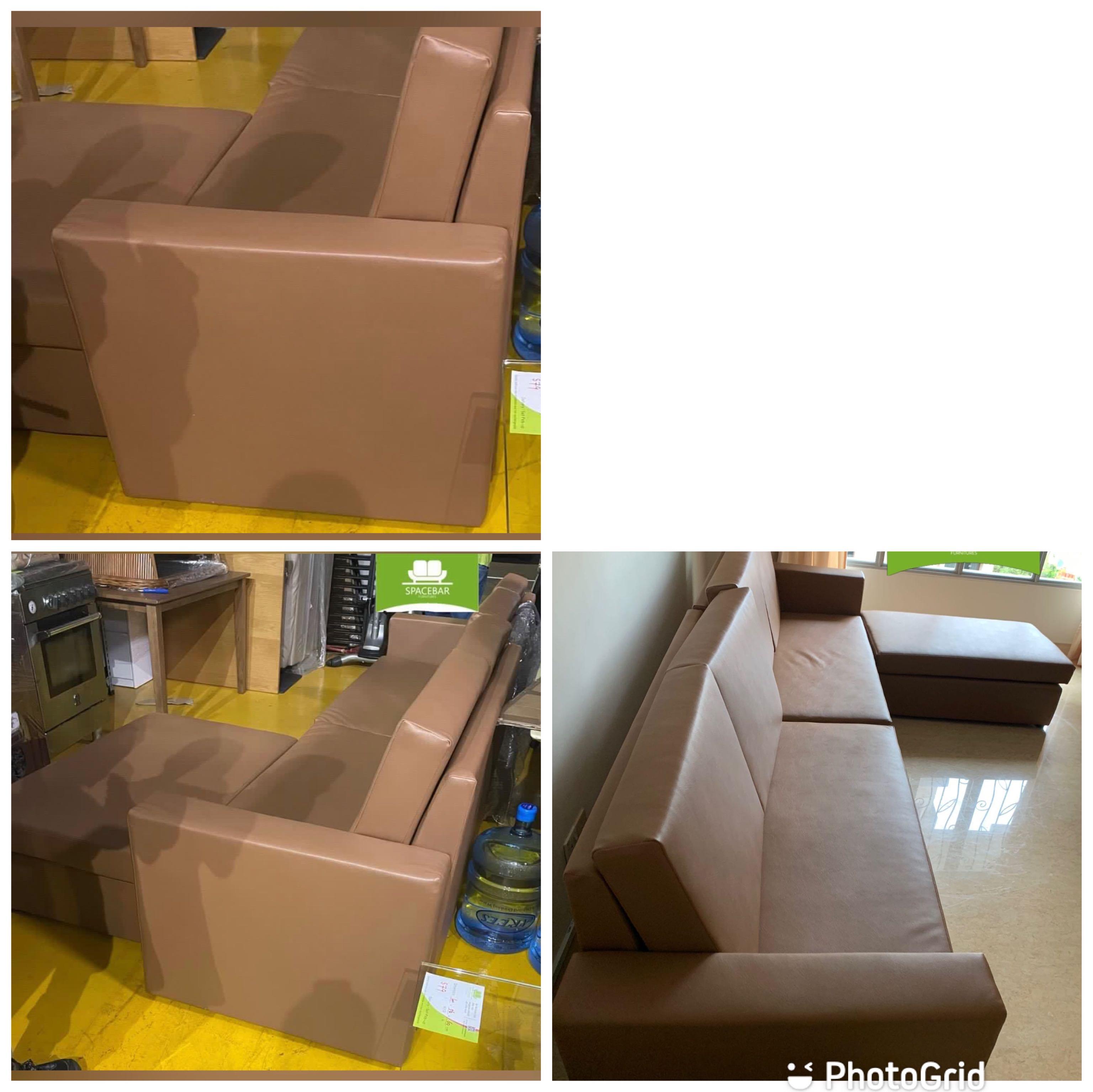 LShape Leather Sofa Brown, Furniture & Home Living, Furniture, Sofas