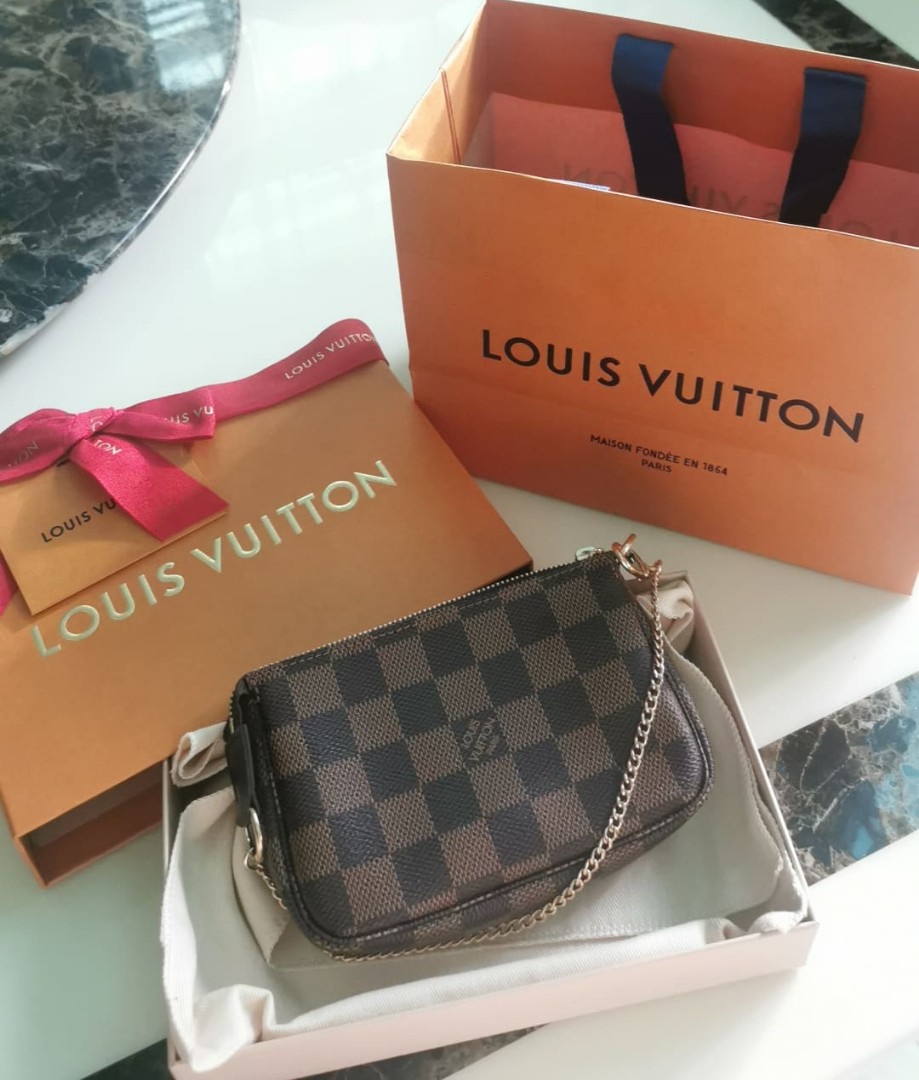 Lv mini pochette in damier ebene, Luxury, Bags \u0026 Wallets on Carousell
