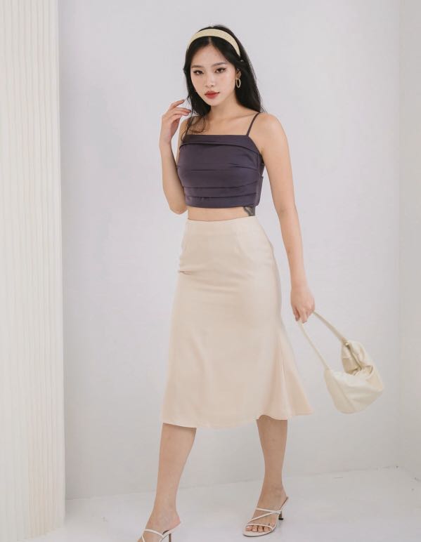 satin skirt midi
