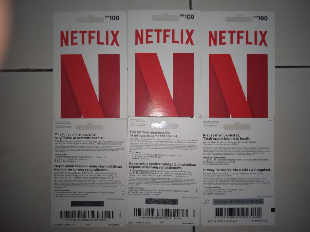 Netflix Gift Card RM100 x 6 (RM600) + Free Gift, Disney+ ...