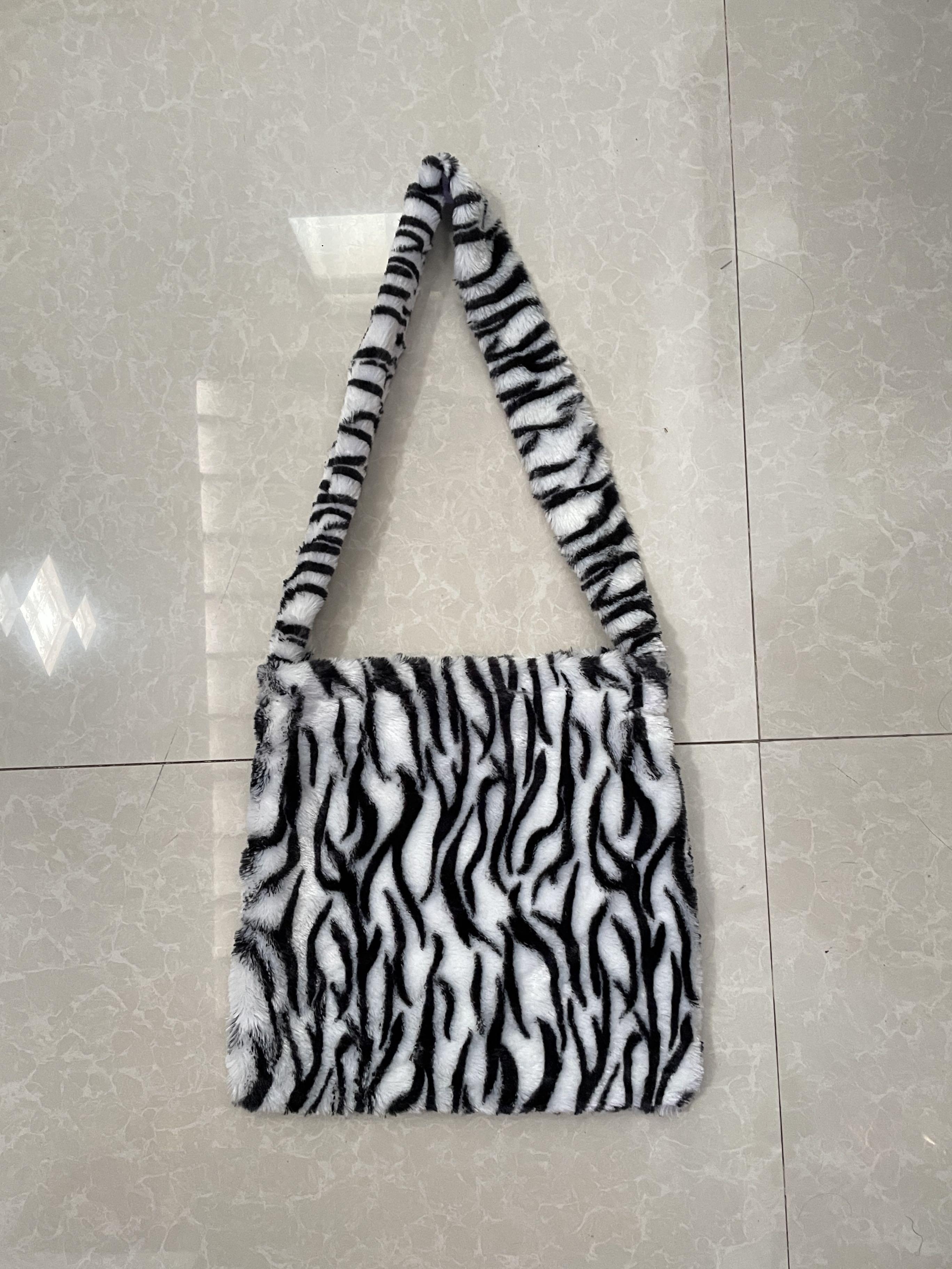 fluffy zebra bag