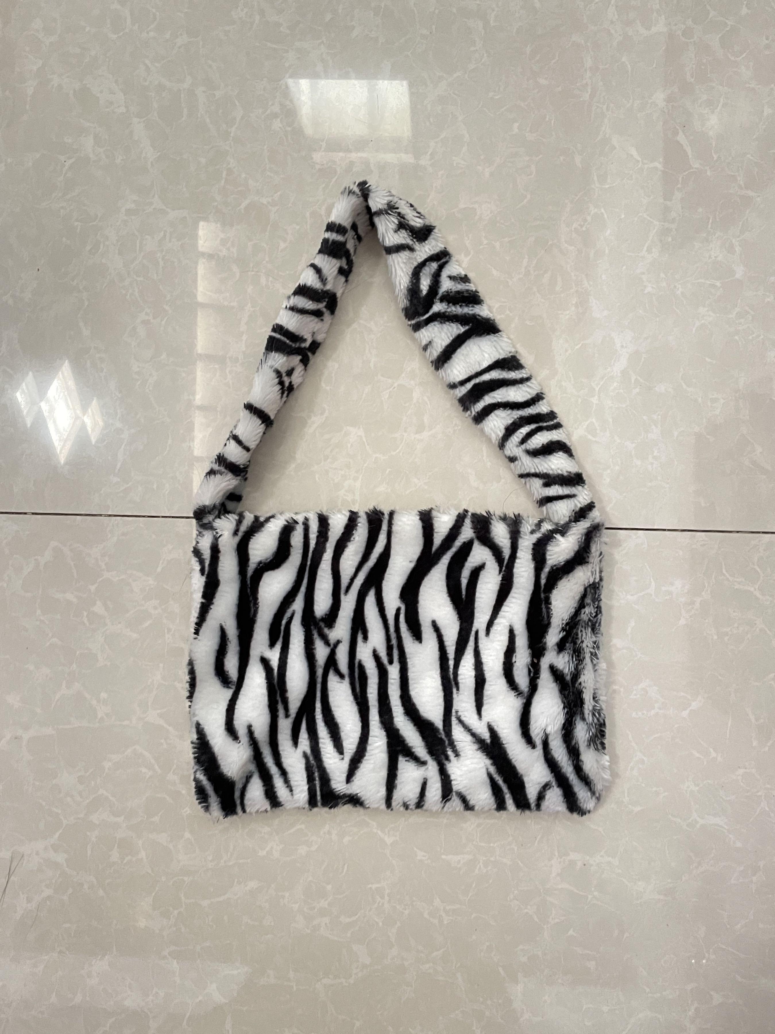 fluffy zebra bag