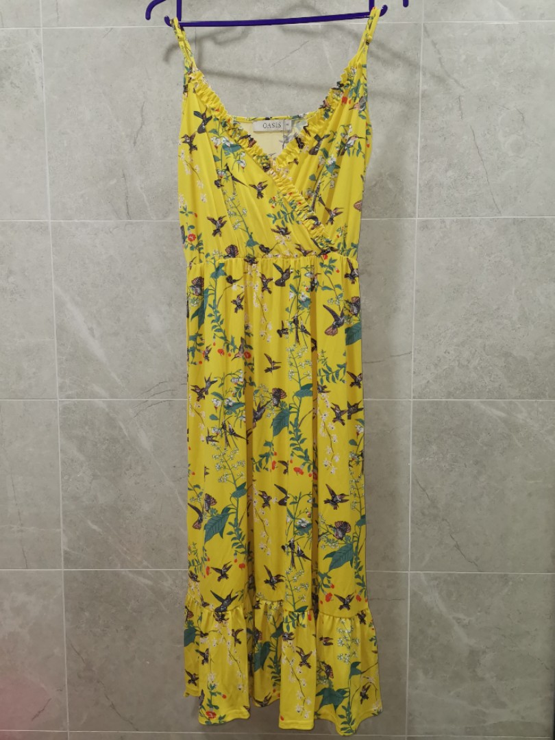 Oasis Floral Wrap Midi Dress UK Branded Women s Fashion Dresses
