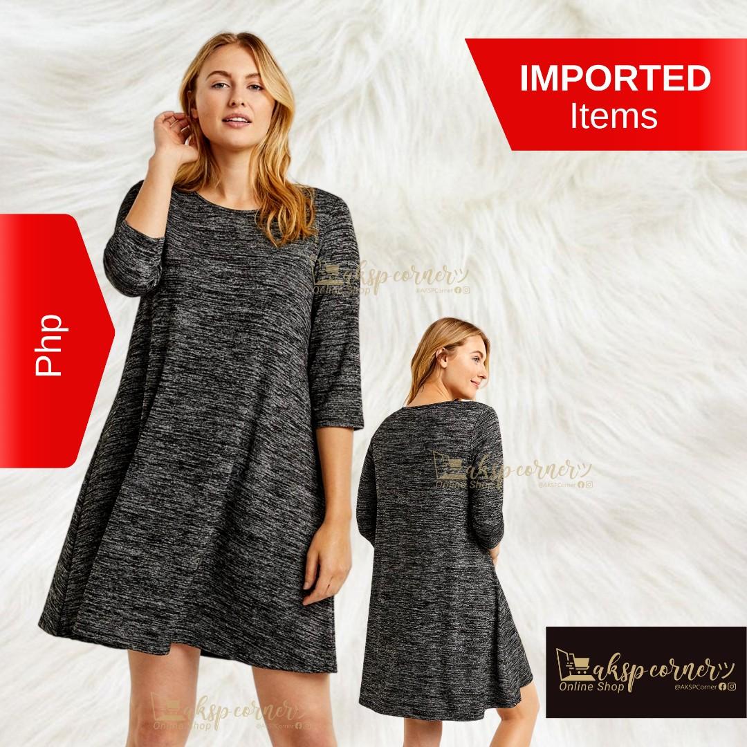 Long Sleeve Knit Swing, Medium Gray 
