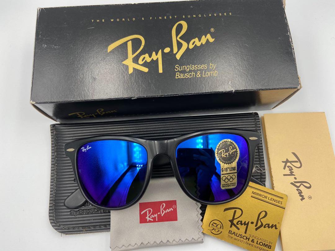 RayBan Wayfarer II B&L USA Blue Mirror Rare Vtg, Men's Fashion