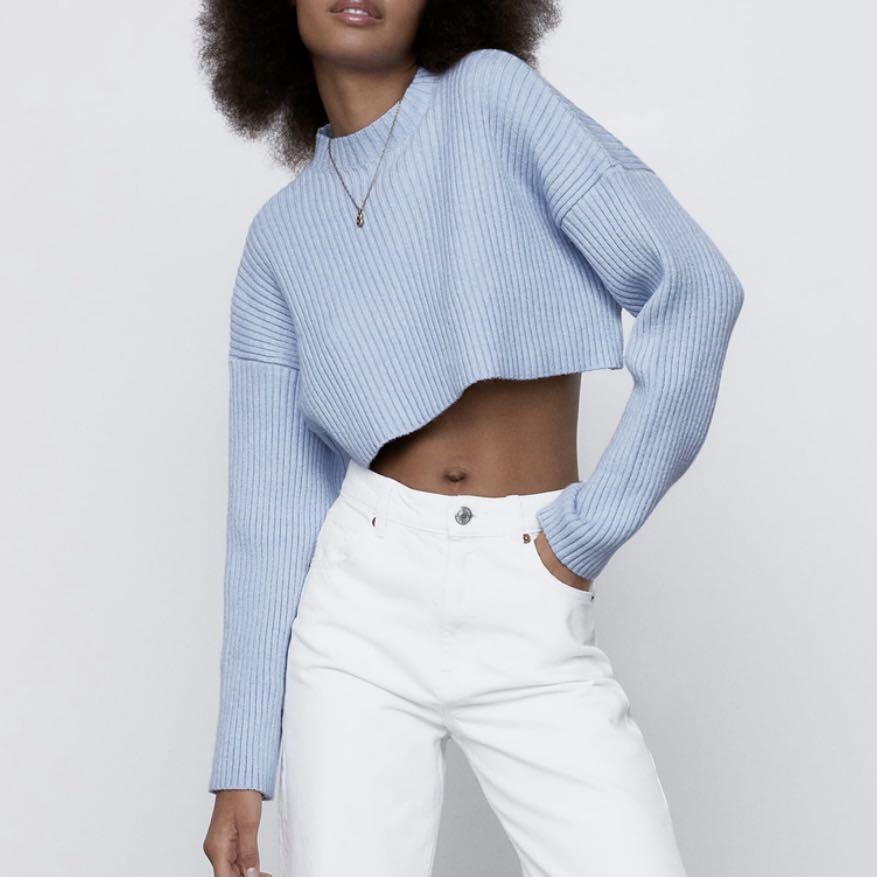 zara cropped ribbed sweater